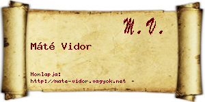 Máté Vidor névjegykártya